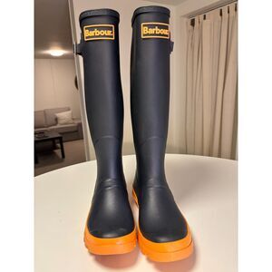 Barbour Bede Wellington Boots Navy/Orange Women's UK4 US6 EU37
